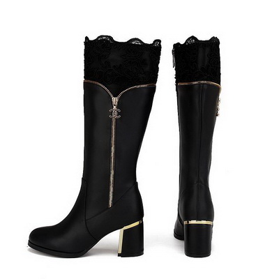 CHANEL Knee-high boots Lined with fur Women--029